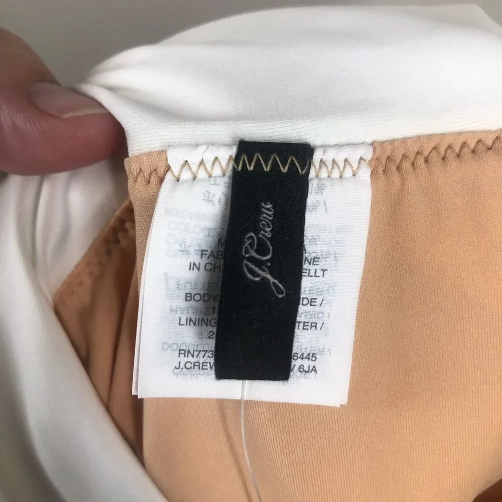 J. Crew White Ruffle Underwire Top 32D High Waist Ruched Bikini Bottom Small NWT